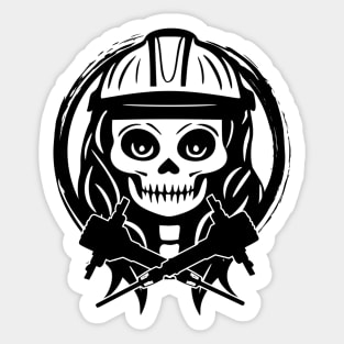 Fossicker Skull and Jackhammer Black Logo Sticker